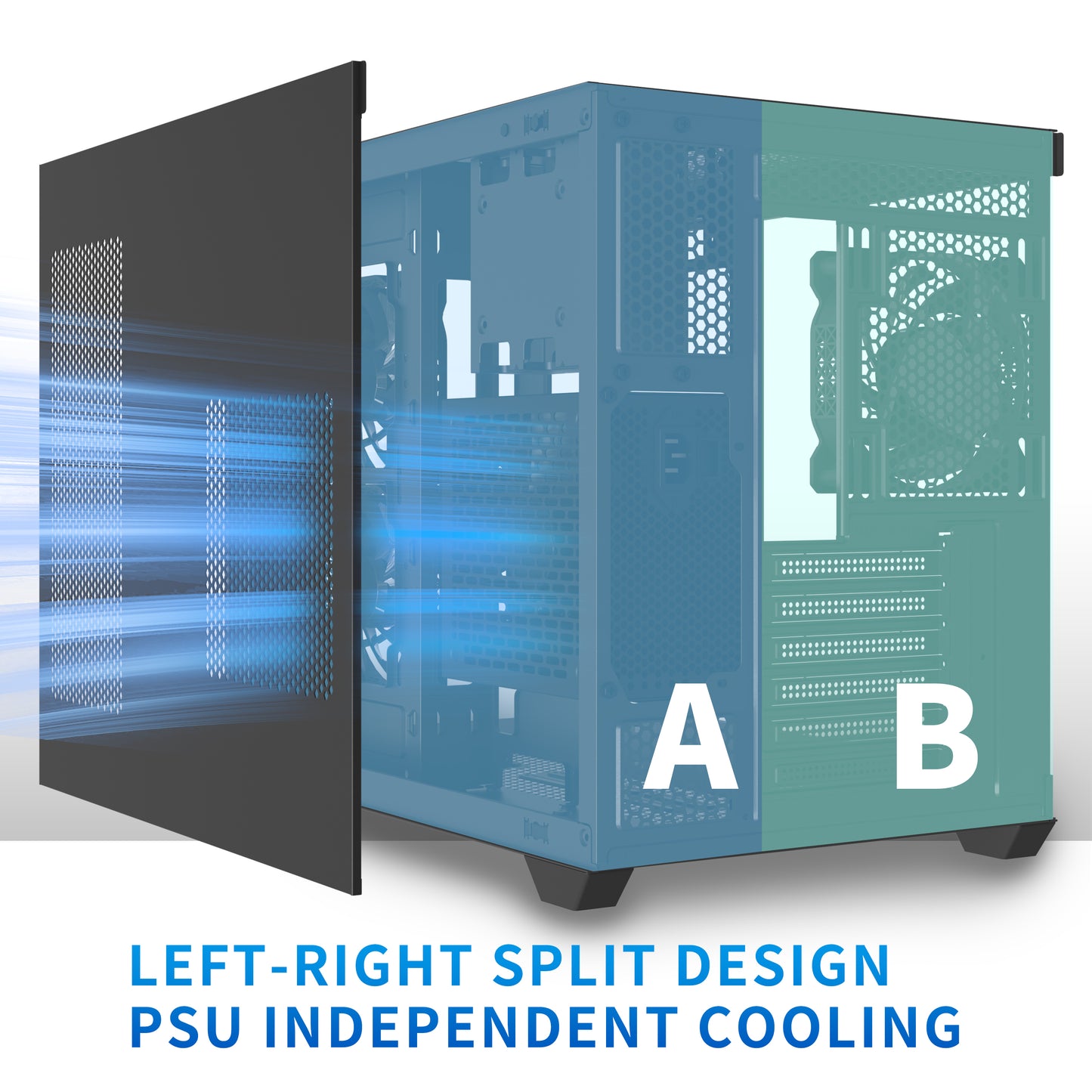 Y6-3-B MUSETEX ATX PC Case, 3 x 120mm Fans Pre-Installed, 360MM RAD Support, 270° Full View Tempered Glass Gaming PC Case with Type-C, Mid Tower ATX Computer Case, Black, Y6