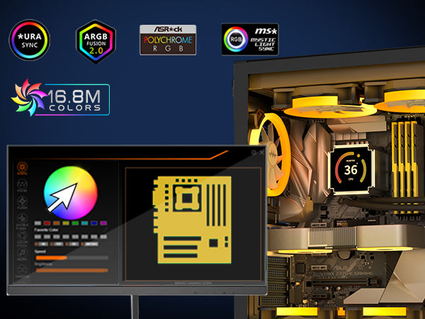 G07-S6 MUSETEX ATX PC Case, 6 PWM ARGB Fans Pre-Installed, Computer Case with Opening Tempered Glass Door, Mid Tower Gaming PC Case, USB 3.0 x 2, Black, G07-S6