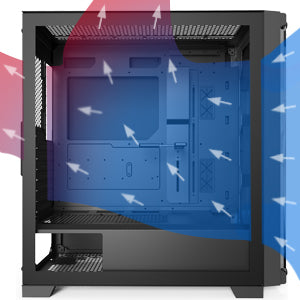 MU3-MN6 MUSETEX 6 PCS x ARGB Fans Voice Remote Control ATX Mid Tower 2 PCS x USB 3.0 Ports with Tempered Glass Panels Gaming Case(MU3-MN6)