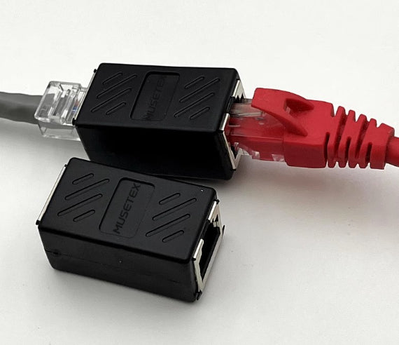 MUSETEX couplers,Data processing equipment,RJ45 Network Cable Female Pair Connector, 8P8C Shielded Dual Pass-Through Header, Crystal Header Network Pass-Through Header