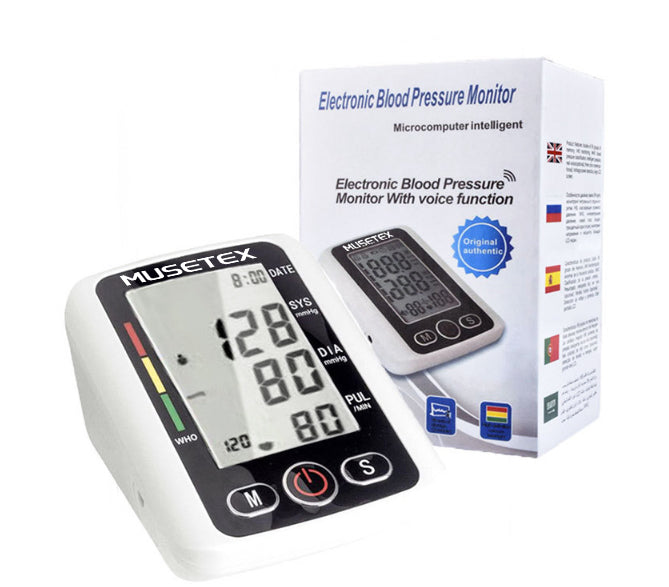 MUSETEX Pressure measuring apparatus,Electronic blood pressure monitor, home use, cuff upper arm type, test blood pressure meter, blood pressure measuring instrument