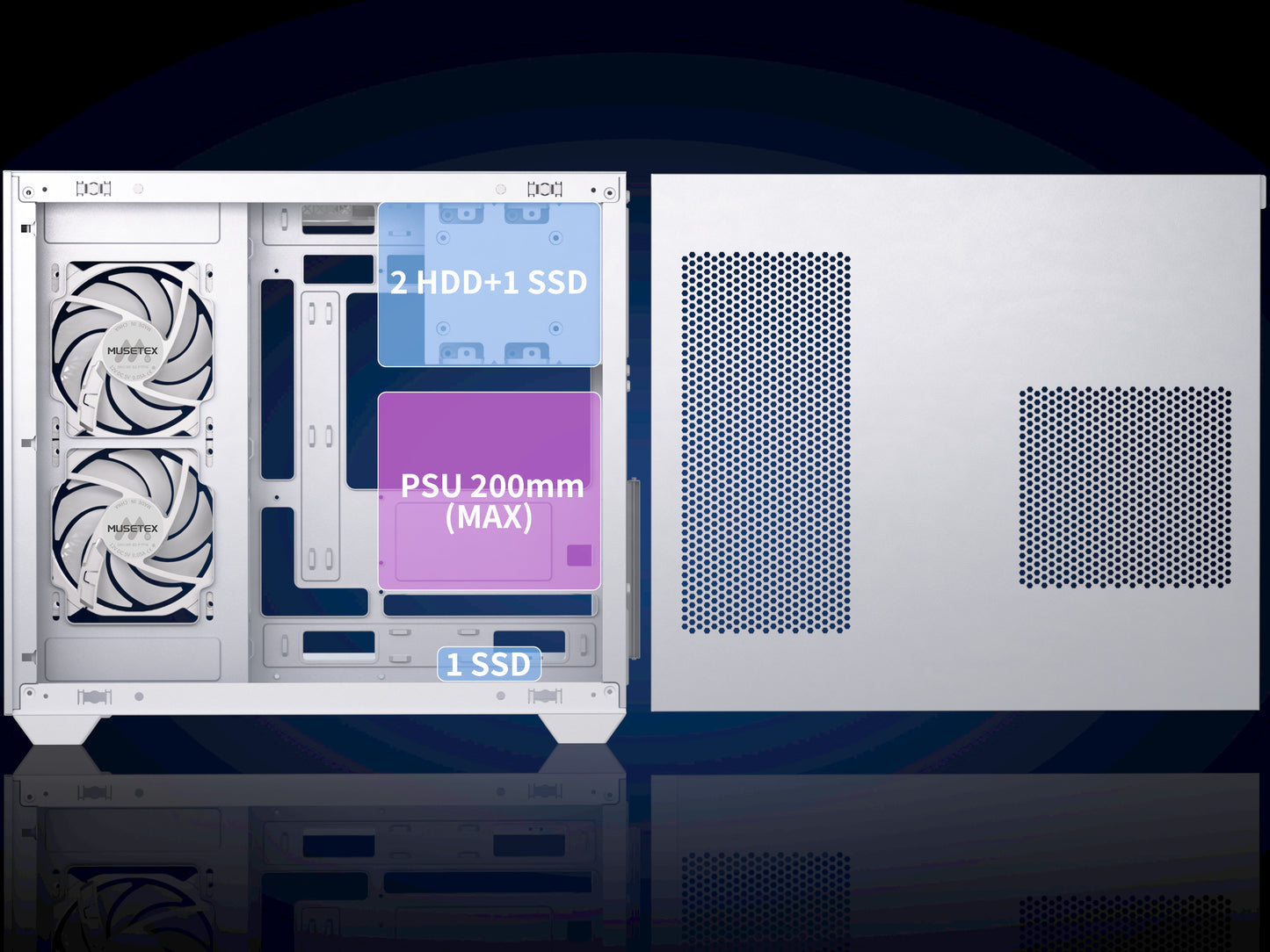 Y6 MUSETEX ATX PC Case, 5 PWM ARGB Fans Pre-Installed