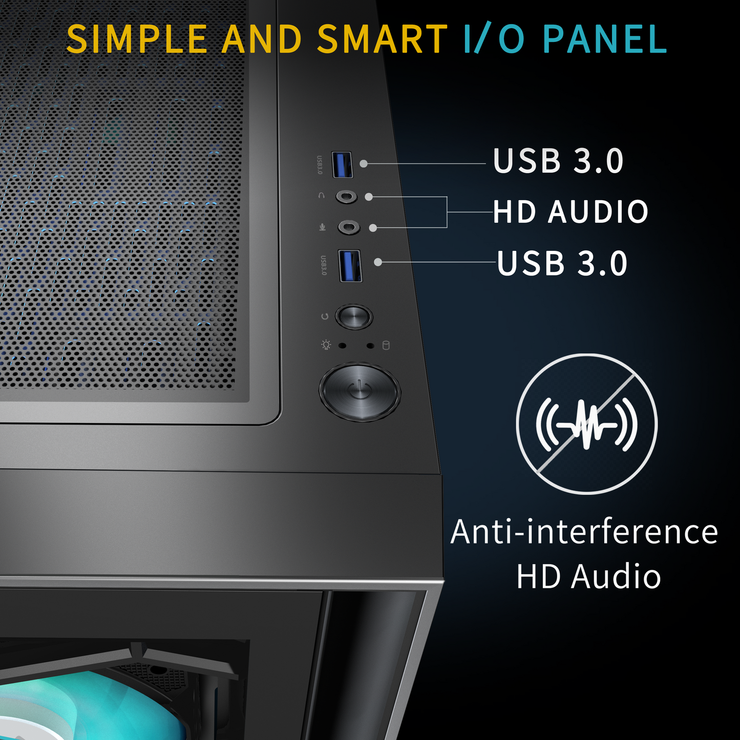 G08-N7 MUSETEX PC Case 7 PWM ARGB Fans Pre-Installed, Gaming PC Case 360mm RAD Support, Double Tempered Glass ATX Case, USB 3.0 x 2 Mid Tower Computer Case, Black, G08S