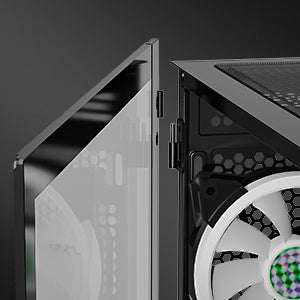 TW8-S6 MUSETEX ATX PC Case with 6 PWM ARGB Fans, Mid-Tower Gaming Case with Opening Tempered Glass Side Panel Door, Mesh Computer Case, TW8
