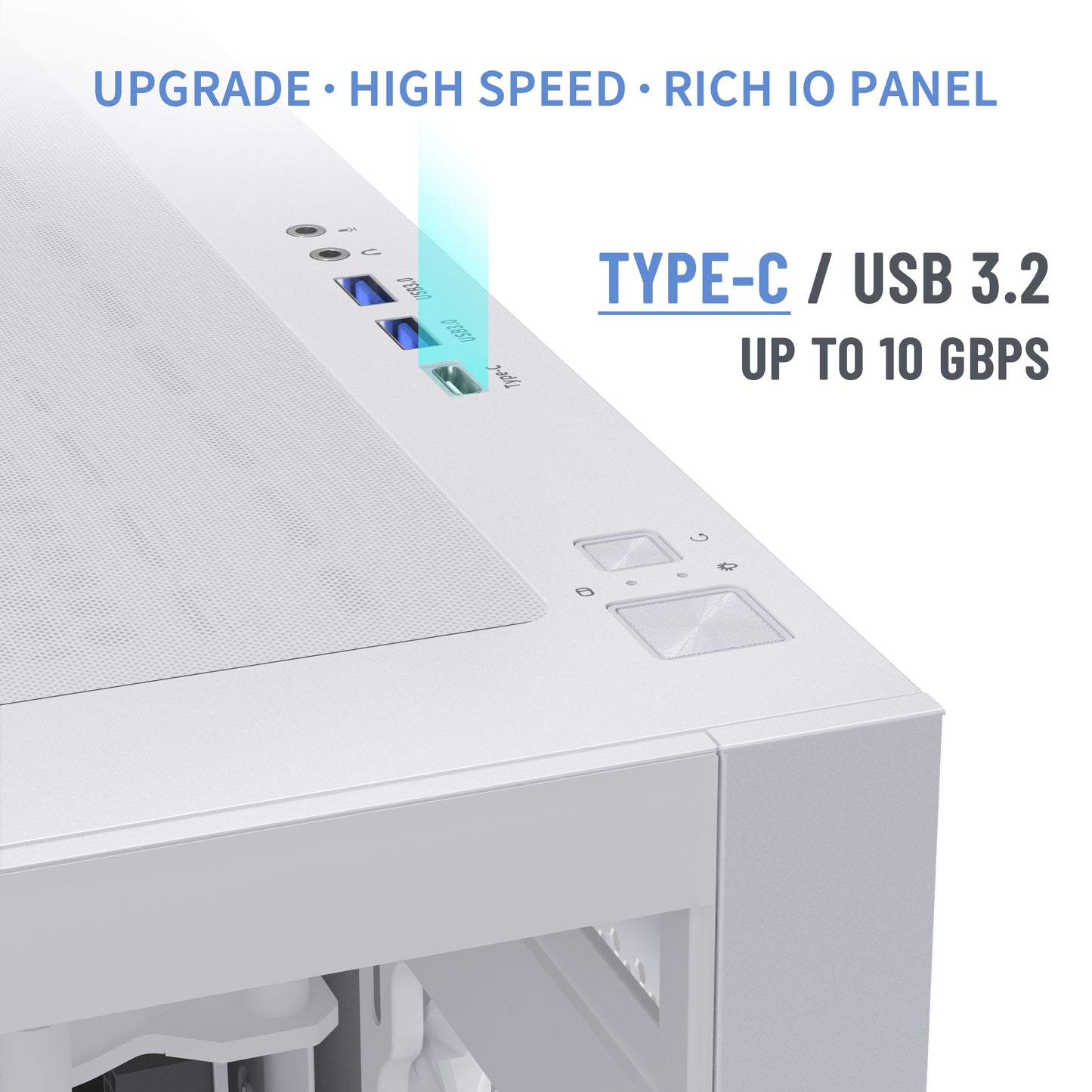K2-3-W MUSETEX PC CASE ATX 3 Non-LED Fans Pre-Installed, Type-C Mid Tower Computer Case with Full View Dual Tempered Glass, Gaming PC Case,White(K2)