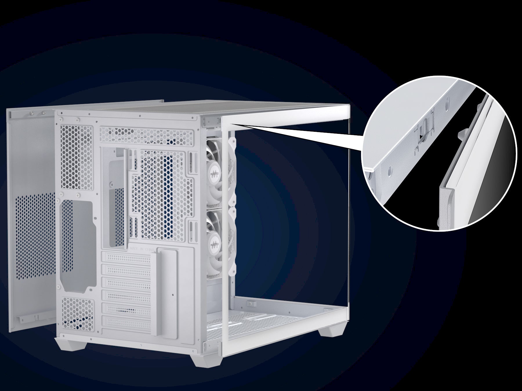 MUSETEX ATX PC Case,5 PWM ARGB Fans Pre-Installed,360MM RAD Support,Ty