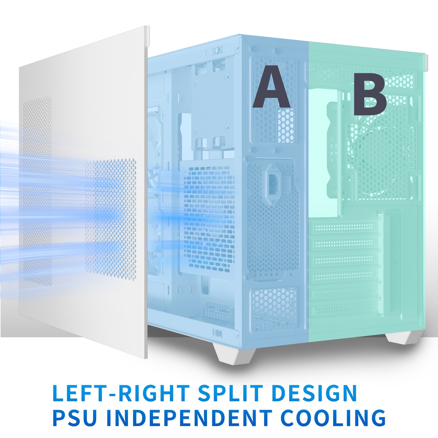 Y6-3-W MUSETEX ATX PC Case, 3 x 120mm Fans Pre-Installed, 360MM RAD Support, 270° Full View Tempered Glass Gaming PC Case with Type-C, Mid Tower ATX Computer Case, White, Y6