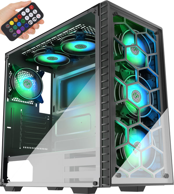 903MN6 MUSETEX Mid Tower Case ATX PC Case with 6pcs ARGB Fans, Compute