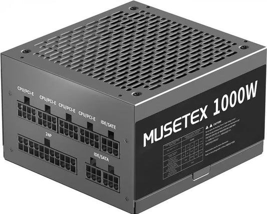 MUSETEX Power Supply 1000W, Full Modular ATX Computer Power Supplies, Multi Connectors, 140mm Ultra Quiet Cooling Fan, PC PSU, Black (MU1000)-Supported in US only