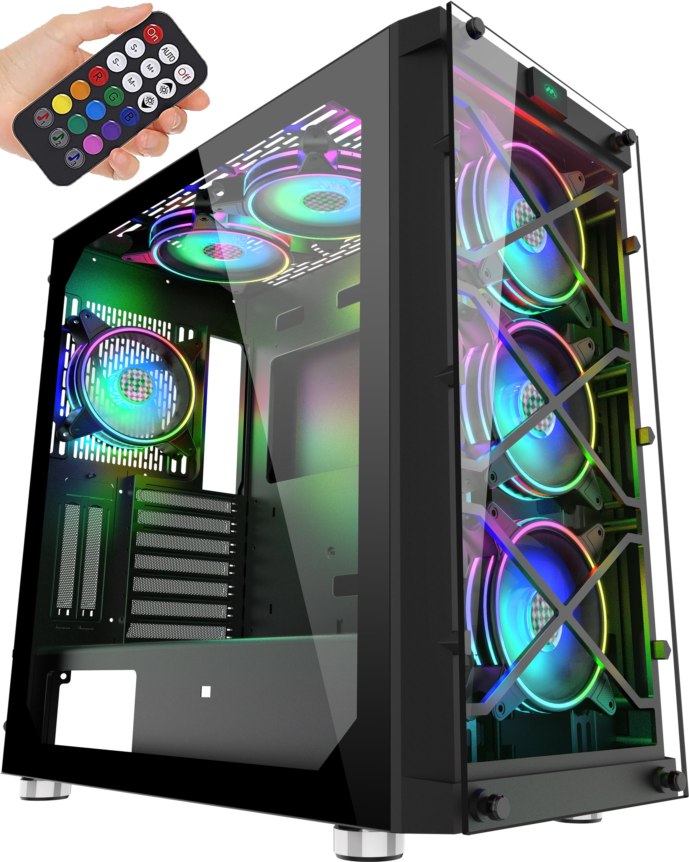 BX6-MD6 MUSETEX Mid-Tower ATX PC Case with 6pcs 120mm ARGB Fans, Mesh