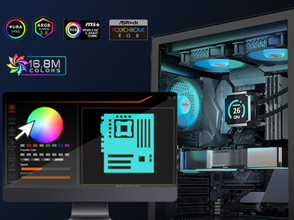 G07S-N6 MUSETEX ATX PC Case, 6 PWM ARGB Fans Pre-Installed, Computer Case with Double Tempered Glass, Mid Tower Gaming PC Case, USB 3.0 x 2, Black, G07