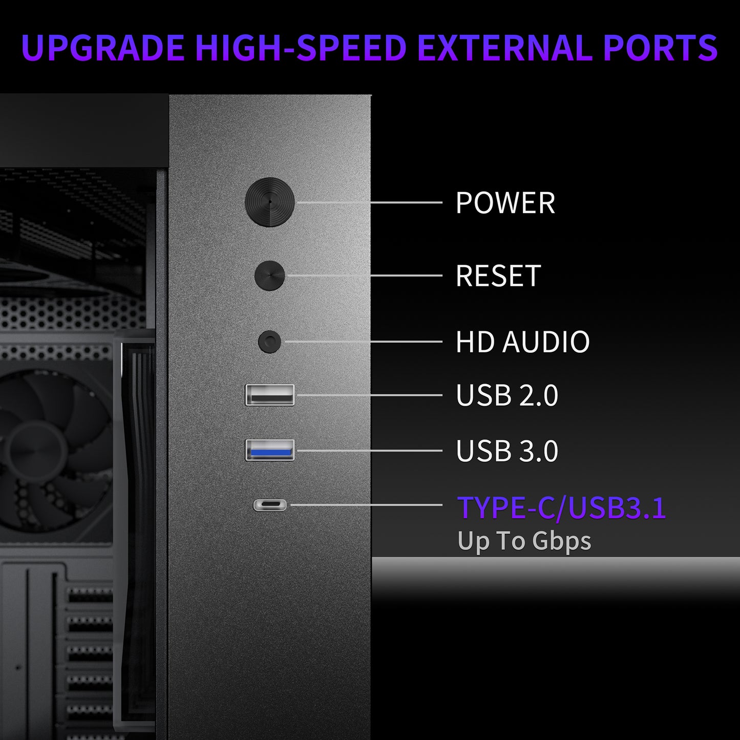 MUSETEX ATX PC Case,6 PWM ARGB Fans Pre-Installed,360MM RAD Support,Type-C Gaming PC Case,270° Full View Tempered Glass Mid Tower,Black ATX Computer Case,Y6