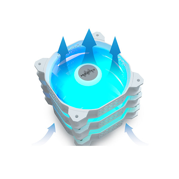 MUSETEX Reversed-blade PC Fans, 120MM PWM ARGB Computer Case Fans, Adj