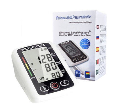 MUSETEX Pressure measuring apparatus，Electronic blood pressure monitor, home use, cuff upper arm type, test blood pressure meter, blood pressure measuring instrument