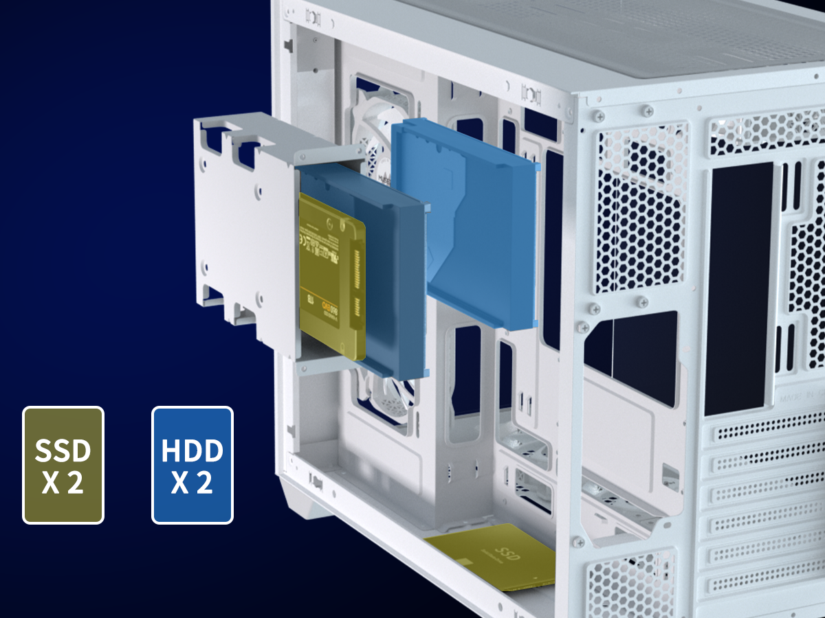 Y6-3-W MUSETEX ATX PC Case, 3 x 120mm Fans Pre-Installed, 360MM RAD Support, 270° Full View Tempered Glass Gaming PC Case with Type-C, Mid Tower ATX Computer Case, White, Y6