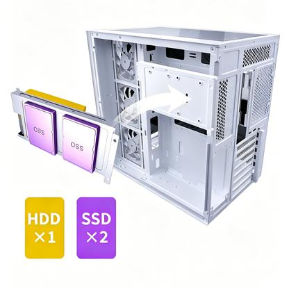MUSETEX Y6 PC Case, Pre-Installed 7 Infinity Mirror PWM ARGB Fans, ATX Mid Tower Computer Case, Gaming PC Case with Type-C, 270° Full View Tempered Glass, White