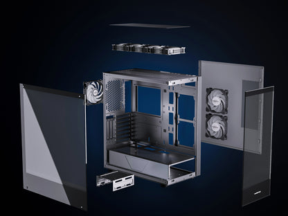 K2-N6-B MUSETEX PC CASE ATX 6 PWM ARGB Fans Pre-Installed, Type-C Mid Tower Computer Case with Full-View Dual Tempered Glass, Gaming PC Case,Black(K2)