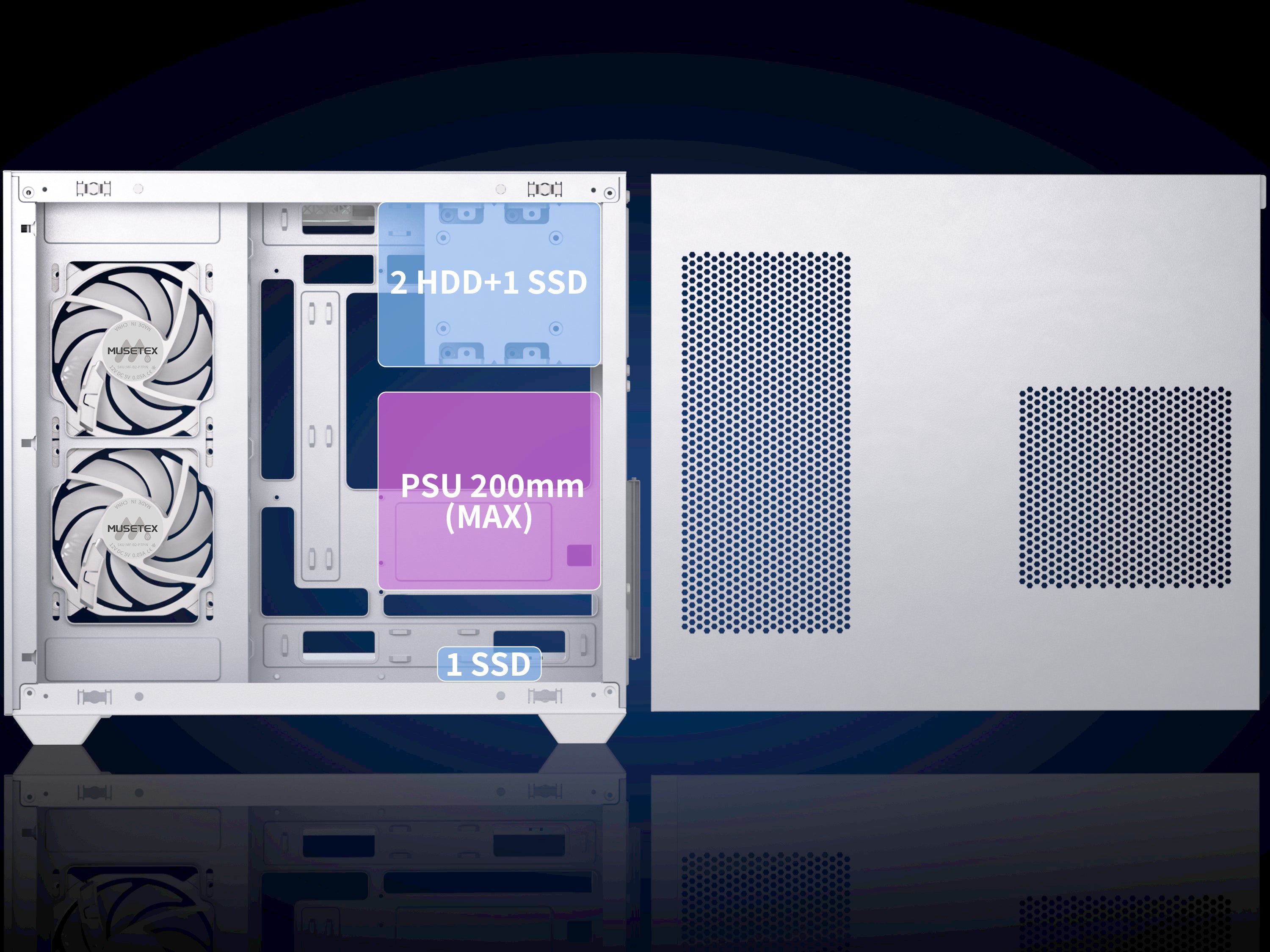 MUSETEX PC Gehäuse ATX,6 PWM ARGB Lüfter vorinstalliert,360MM Rad MUSETEX PC Gehäuse ATX,6 PWM ARGB Lüfter vorinstalliert,360MM Rad