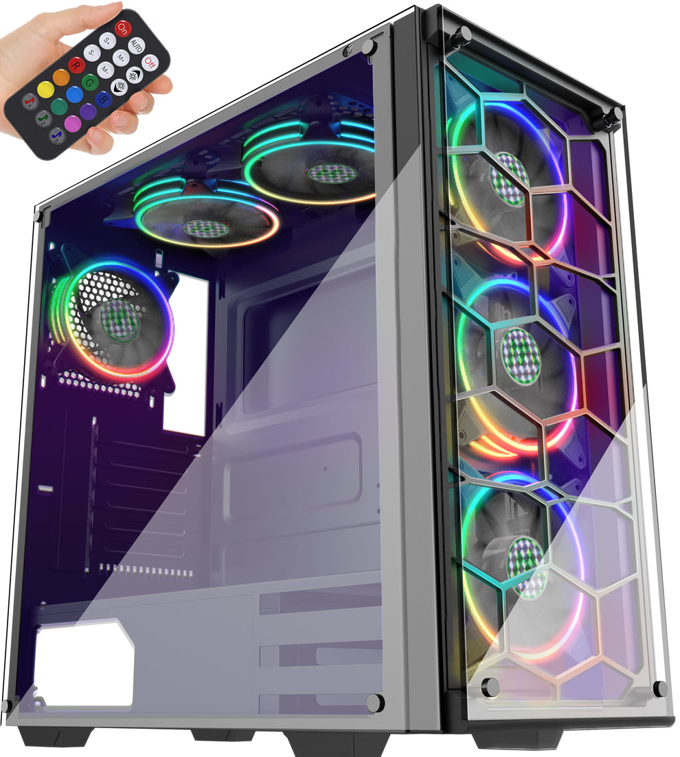 907WM6 MUSETEX ATX Mid-Tower PC Gaming Case with 6 PCS x ARGB Fans Voi