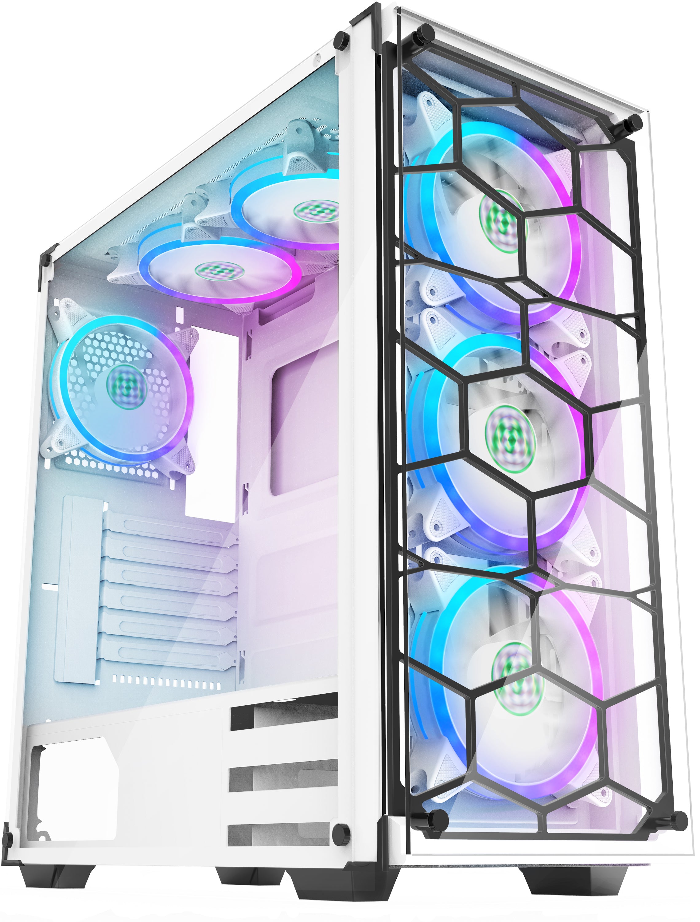 907W6W MUSETEX ATX PC Case with 6pcs ARGB Fans, Computer Gaming Cases