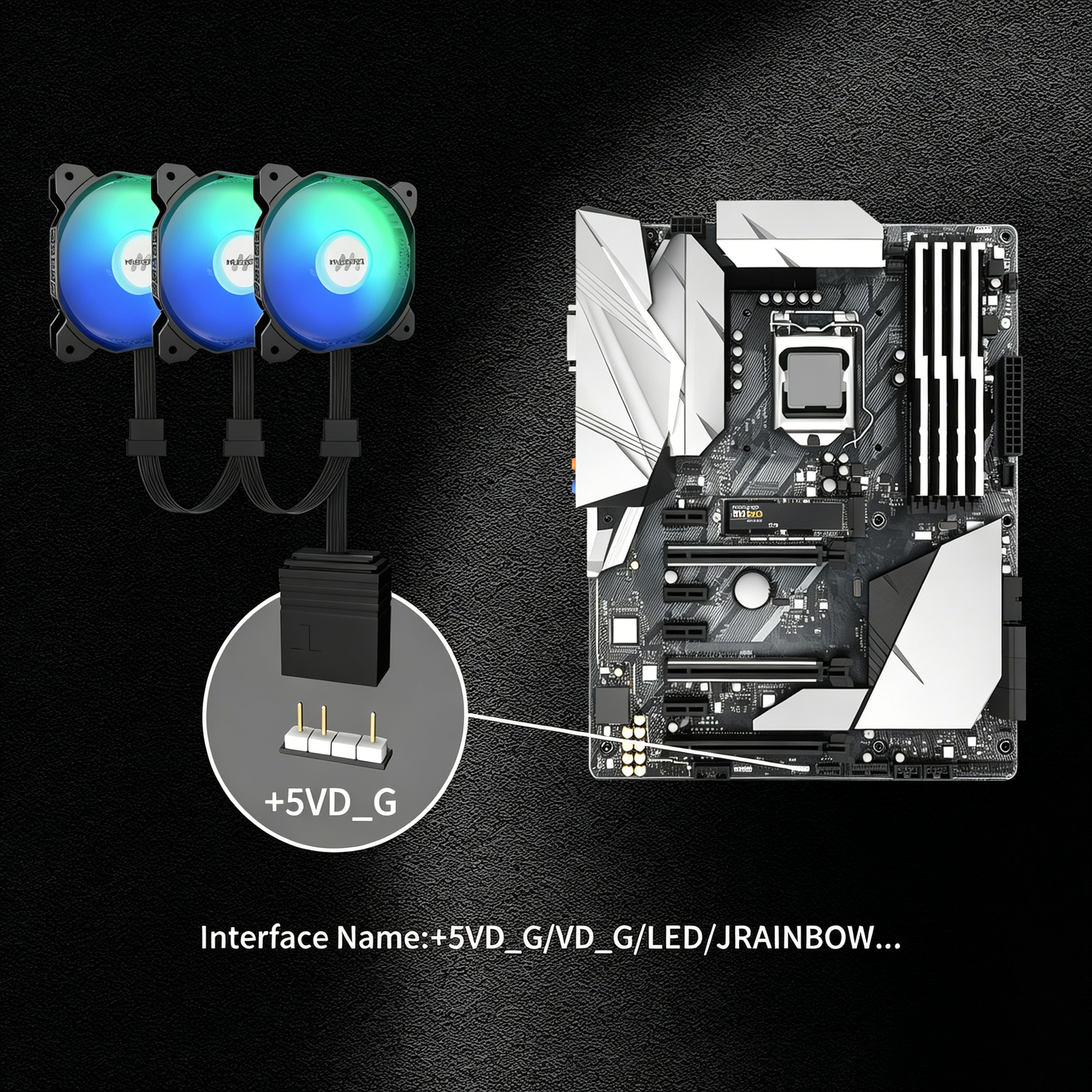 MUSETEX ATX PC Case 7 PWM ARGB Fans Pre-Installed, Type-C Mid Tower Computer Case with Full-View Dual Tempered Glass, Gaming PC Case, Black(K2)