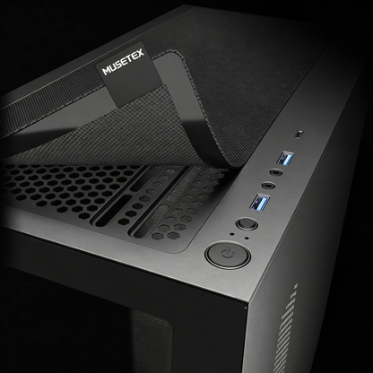 MUSETEX ATX PC Case 7 PWM ARGB Fans Pre-Installed, Type-C Mid Tower Computer Case with Full-View Dual Tempered Glass, Gaming PC Case, Black(K2)