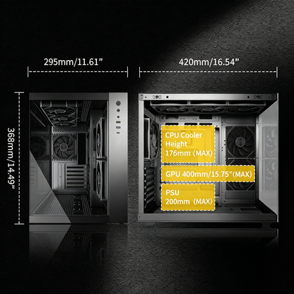 MUSETEX ATX PC Case,6 PWM ARGB Fans Pre-Installed,360MM RAD Support,Type-C Gaming PC Case,270° Full View Tempered Glass Mid Tower,Black ATX Computer Case,Y6