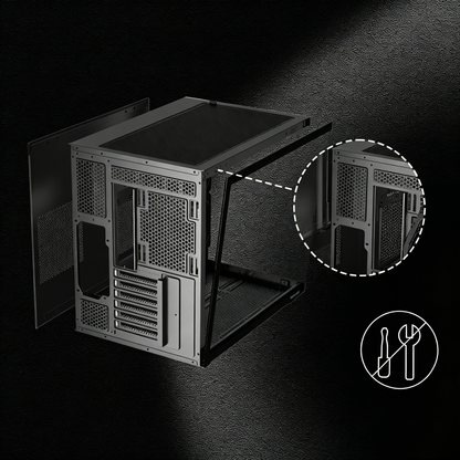 MUSETEX ATX PC Case,6 PWM ARGB Fans Pre-Installed,360MM RAD Support,Type-C Gaming PC Case,270° Full View Tempered Glass Mid Tower,Black ATX Computer Case,Y6