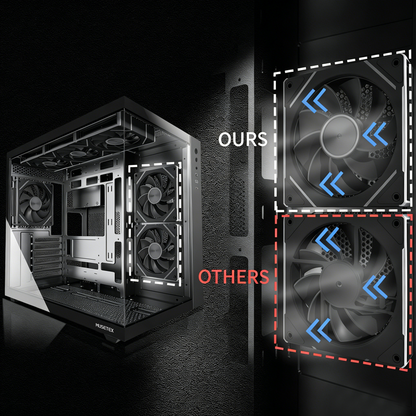 MUSETEX ATX PC Case,6 PWM ARGB Fans Pre-Installed,360MM RAD Support,Type-C Gaming PC Case,270° Full View Tempered Glass Mid Tower,Black ATX Computer Case,Y6
