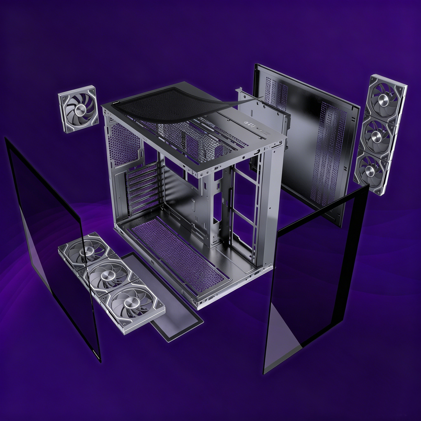 MUSETEX Y6 PC Case, Pre-Installed 7 Infinity Mirror PWM ARGB Fans, ATX Mid Tower Computer Case, Gaming PC Case with Type-C, 270° Full View Tempered Glass, Black