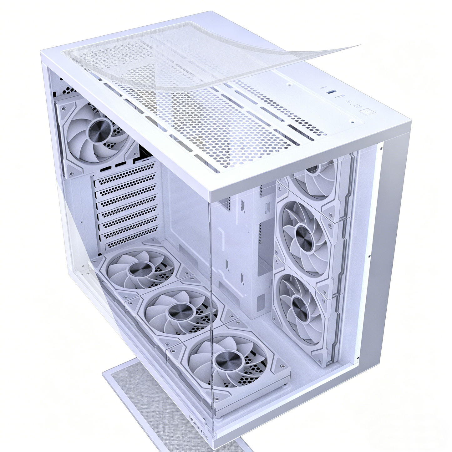 MUSETEX Y6 PC Case, Pre-Installed 7 Infinity Mirror PWM ARGB Fans, ATX Mid Tower Computer Case, Gaming PC Case with Type-C, 270° Full View Tempered Glass, White