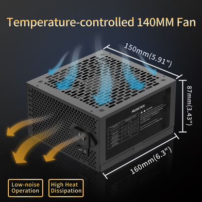 MUSETEX Power Supply 1000W, Full Modular ATX Computer Power Supplies, Multi Connectors, 140mm Ultra Quiet Cooling Fan, PC PSU, Black (MU1000)