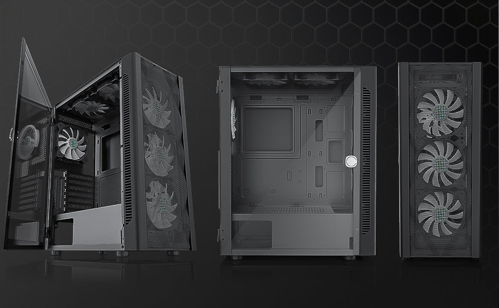 NN8 MUSETEX ATX Opening Door Glass Airflow Mid - Tower PC Case Diamond Mesh Front Panel design