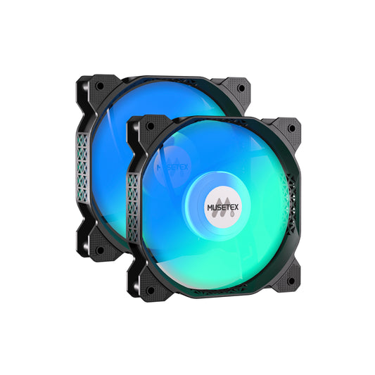 MUSETEX PC Fans, 120MM PWM ARGB Computer Case Fans, Adjustable Speed, Customizable Lighting, Excellent Cooling Performance, Black, Pack of 2, MF(Estimated Arrival in 5-8 Days)