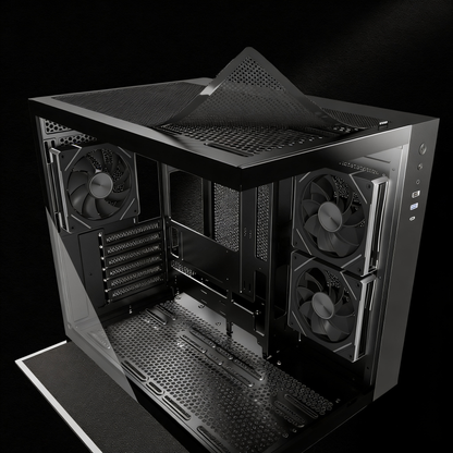 MUSETEX ATX PC Case,6 PWM ARGB Fans Pre-Installed,360MM RAD Support,Type-C Gaming PC Case,270° Full View Tempered Glass Mid Tower,Black ATX Computer Case,Y6