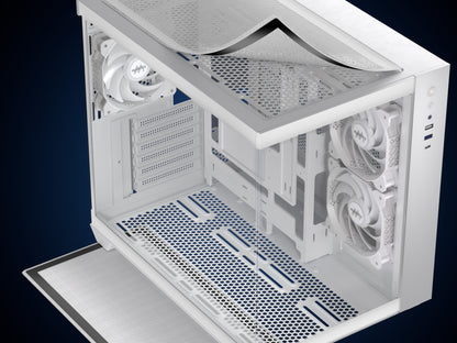 Y6-3-W MUSETEX ATX PC Case, 3 x 120mm Fans Pre-Installed, 360MM RAD Support, 270° Full View Tempered Glass Gaming PC Case with Type-C, Mid Tower ATX Computer Case, White, Y6