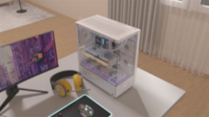 K2-3-W MUSETEX PC CASE ATX 3 Non-LED Fans Pre-Installed, Type-C Mid Tower Computer Case with Full View Dual Tempered Glass, Gaming PC Case,White(K2)