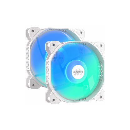 MUSETEX PC Fans, 120MM PWM ARGB Computer Case Fans, Adjustable Speed, Customizable Lighting, Excellent Cooling Performance, White, Pack of 2, MF(Estimated Arrival in 5-8 Days)