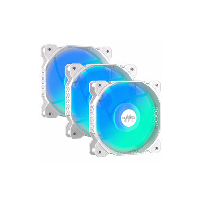 MUSETEX PC Fans, 120MM PWM ARGB Computer Case Fans, Adjustable Speed, Customizable Lighting, Excellent Cooling Performance, White, Pack of 3, MF(Estimated Arrival in 5-8 Days)
