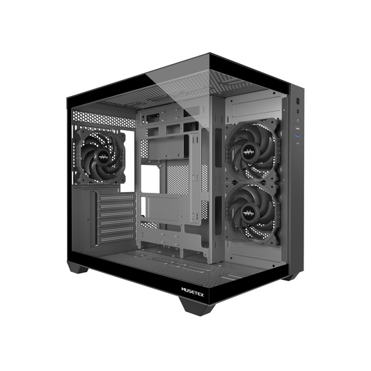 Y6 MUSETEX ATX PC Case,Black, 3 Non-LED Fans Pre-Installed